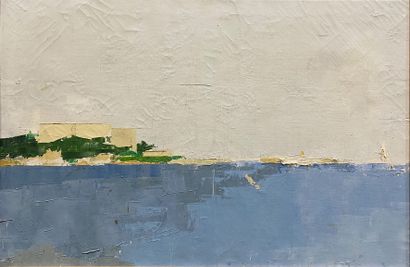 Ecole moderne 
Paysage de bords de mer
Huile...