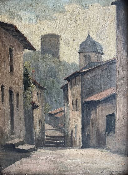Modern school
Narrow street and village
Two...