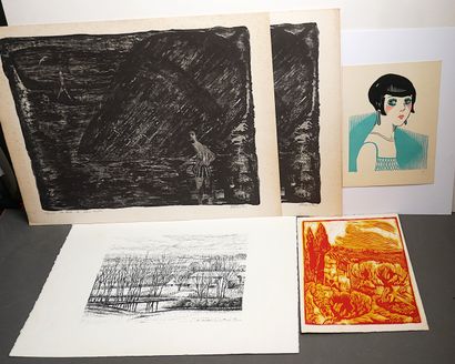 Important lot de gravures et lithographies...