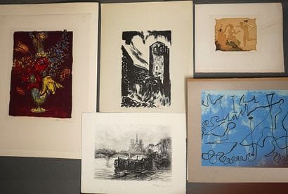 Important lot de gravures et lithographies...