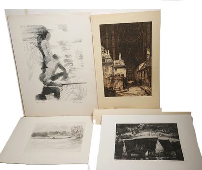 Important lot de gravures et lithographies...