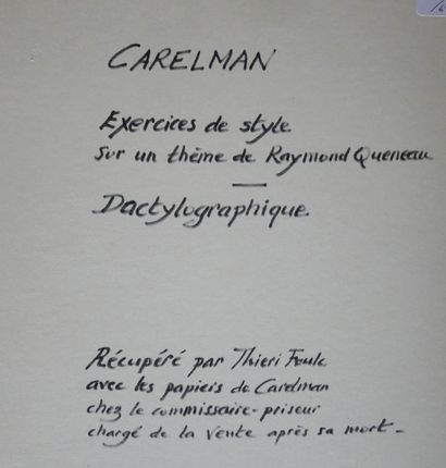 Jacques CARELMAN (1929-2012)
Exercices de...