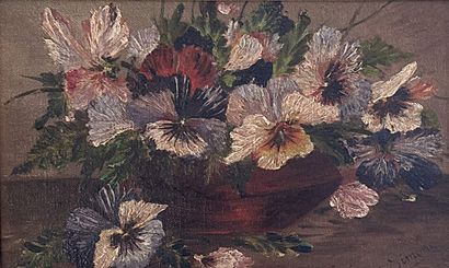 Modern school 
Flowers in a bowl
Oil on canvas...