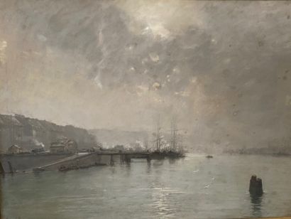 JUVILL (19th century) 
The port of Rouen
Pastel...