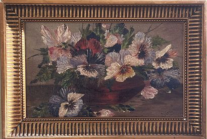 Modern school 
Flowers in a bowl
Oil on canvas...