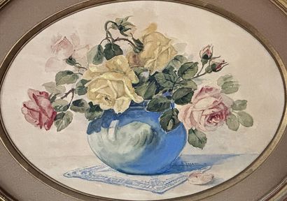 M TERRAND
Bouquet of roses in a vase
Watercolor...