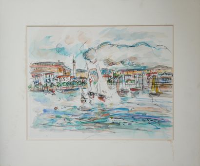Contemporary school
Sailboats in port
Watercolor,...