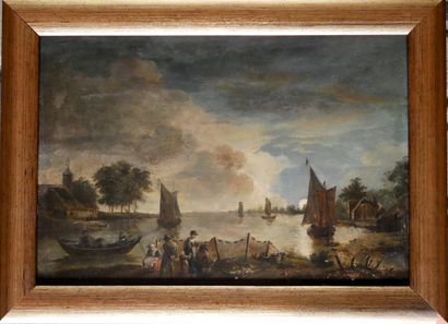 19th c. Dutch school in the van Goyen style
The...