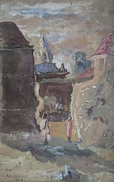 R.C. DHAGEZ
Figure in a village
Gouache on...