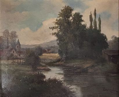Modern school
Peasant by a brook
Oil on canvas...