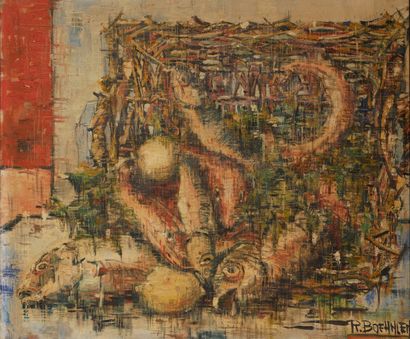 R. BOEHNLEN
Nature-morte aux poissons
Huile...