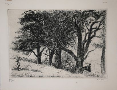 Robert LOTIRON (1886-1966)
- River bank and...