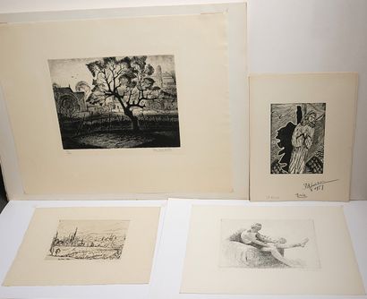 Important lot de gravures et lithographies...