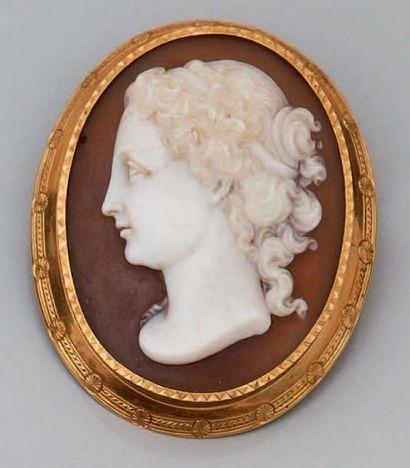 Broche camée coquille figurant un profil...