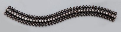 Bracelet articulé en or et argent, serti...