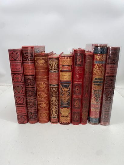 Lot de 9 livres de Prix à cartonnages d’éditeurs...