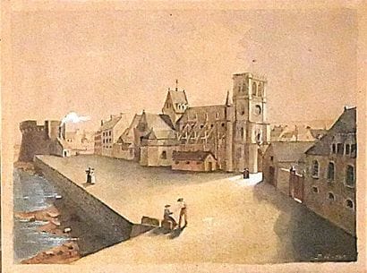 19th-century school
Bustling waterfront
Watercolor...