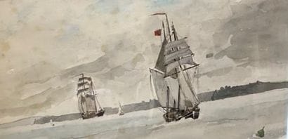 Jean HELLEU (1894-1985) :
Voiliers
Aquarelle...
