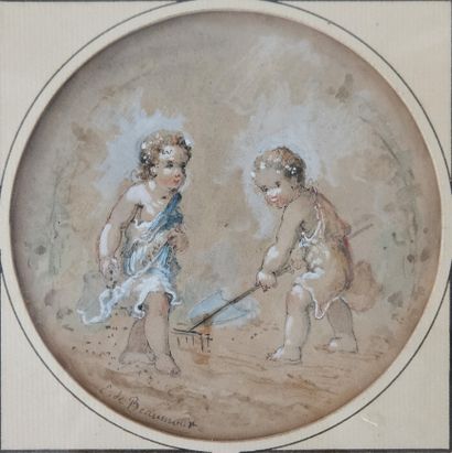 Edouard de BEAUMONT (1812-1888)
Enfants jardiniers
Aquarelle...