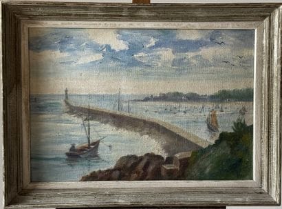 Ecole moderne
Vue d'un port
Huile sur isorel...