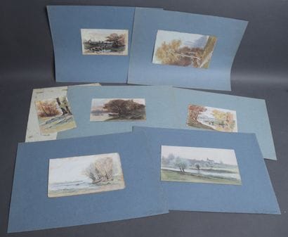 Lot de mines de plomb et aquarelles dépa...