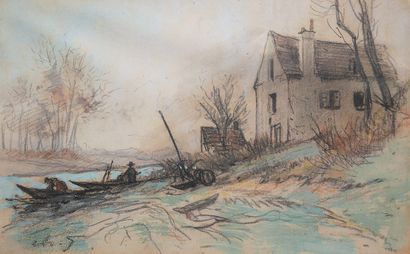 Charles Emile JACQUE (1813-1894)
Paysage...