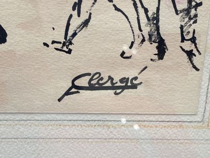 Auguste CLERGE (1891-1963) 
Village animé
Aquarelle...