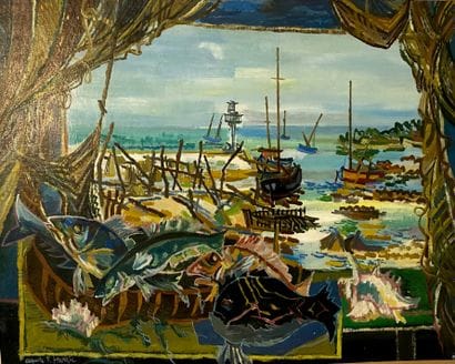 Auguste HARZIC (1902-1988) 
Bords de mer
Huile...