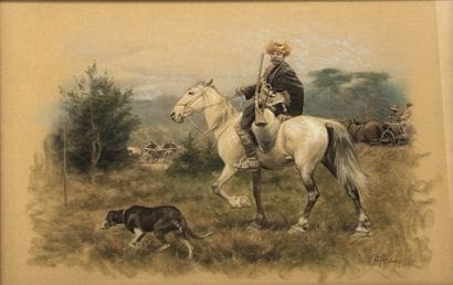 Ecole du XIXème s.
Chasse dans les steppes
Fusain...