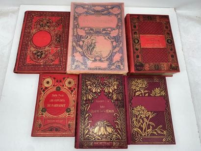Lot de 12 livres de prix, cartonnages d’éditeurs...