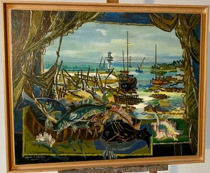 Auguste HARZIC (1902-1988) 
Bords de mer
Huile...