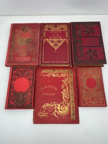 Lot de 12 livres de prix, cartonnages d’éditeurs...