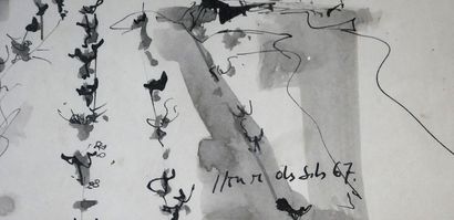 Ecole contemporaine
Les vignes
Lavis d'encre...