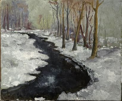 Ecole moderne
Le cours d'eau en hiver
Huile...