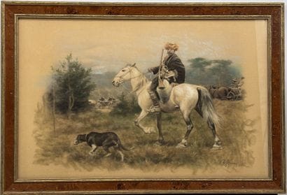 Ecole du XIXème s.
Chasse dans les steppes
Fusain...