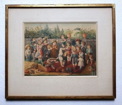 Ecole moderne
Jeux d'enfants
Paire d'aquarelles...