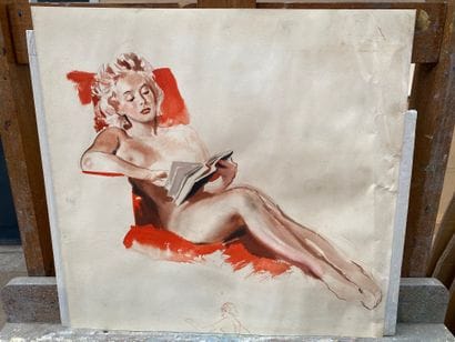 Ecole contemporaine 
Scène érotique
Aquarelle...