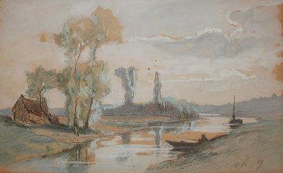 Charles Emile JACQUE (1813-1894)
Paysage...