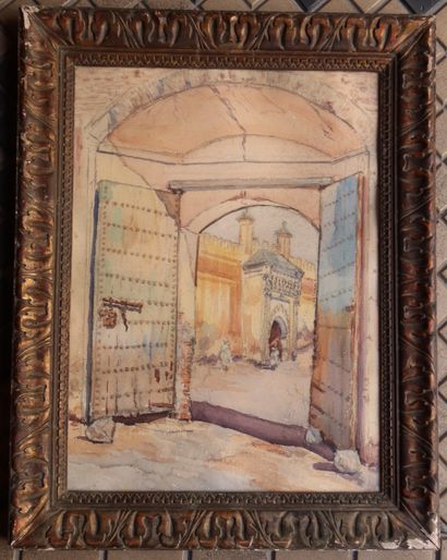 Ecole orientaliste début XXème s.
Porte marocaine
Aquarelle...