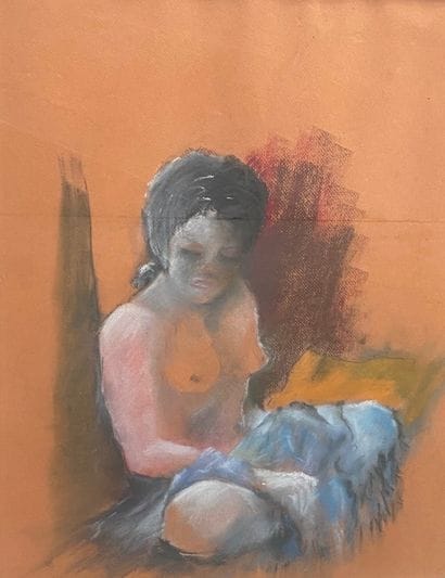 Ecole du XXe siècle 
Femme assise dénudée
Pastel...