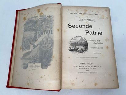 Jules, VERNE 
Seconde Patrie
Grand in-8 illustré.
Cartonnage...