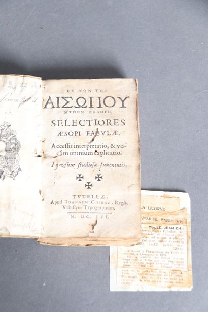 ÉSOPE. Fabulae. 
Tulle, Jean Chirac, 1656....