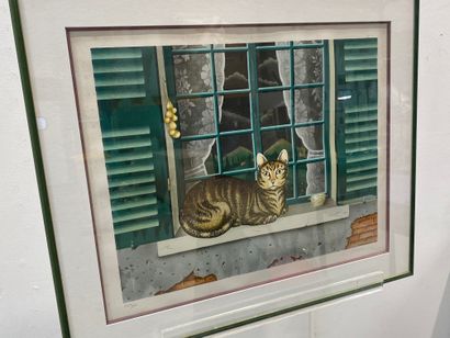 Bernard VERCRUYCE (born in 1949) 
Cat Lying...