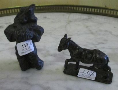 Deux petits bronzes: âne et accordéonist...