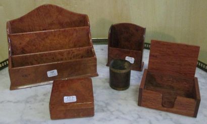 Nécessaire de bureau en ronce de tuya