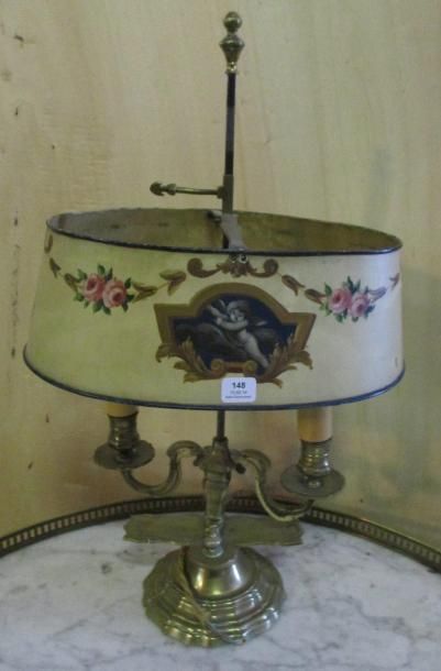 Lampe bouillotte en bronze et sa mouchette...