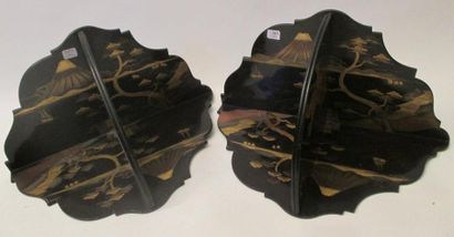 Paire de petites étagères d'appliques en...