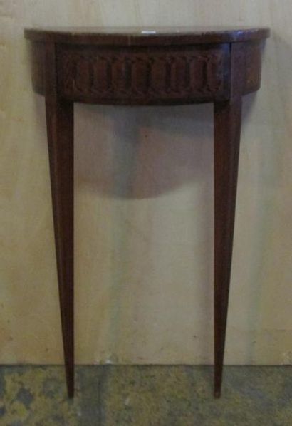 Petite console demi lune en bois de placage,...
