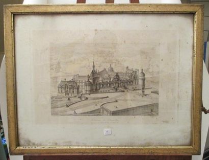 Gravure du Château de Chantilly (piqures)...
