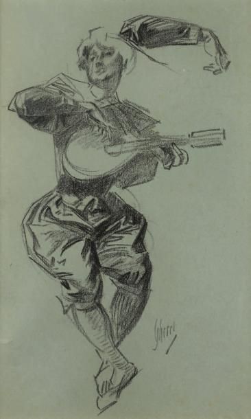 Jules CHÉRET (1836-1932)
«Joueur de mandoline»....